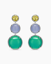 Chatelaine® Round Drop Earrings in Sterling Silver with Lagoon Orchid, Blue Chalcedony and Lemon Citrine, 47mm